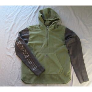 Adidas Green/Black Fleece 1/4 Zip Long Sleeve Hoodie Men's Medium